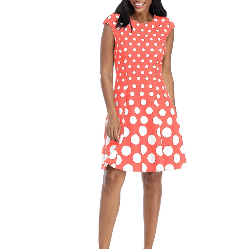 Preowned London Times Pink Polka Dot Dress size 10P - Picture 4 of 7